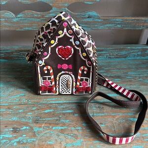Betsey Johnson Kitsch Gingerbread House Crossbody Bag Purse Holidays Whimsy